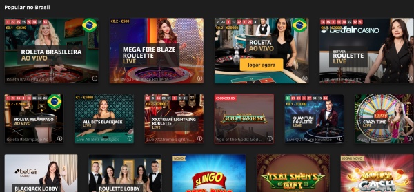 Betfair casino screenshot
