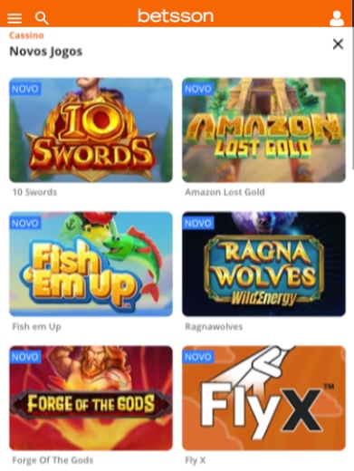 Jogos Disponíveis no Betsson Casino app