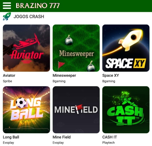 Jogos disponíveis no app da Brazino777 Casino